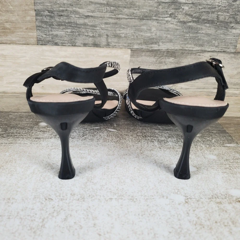 Touch Ups By Benjamin Sunny Womens Sandals‎ Sz 11 Black Ankle Strap Flare Heel